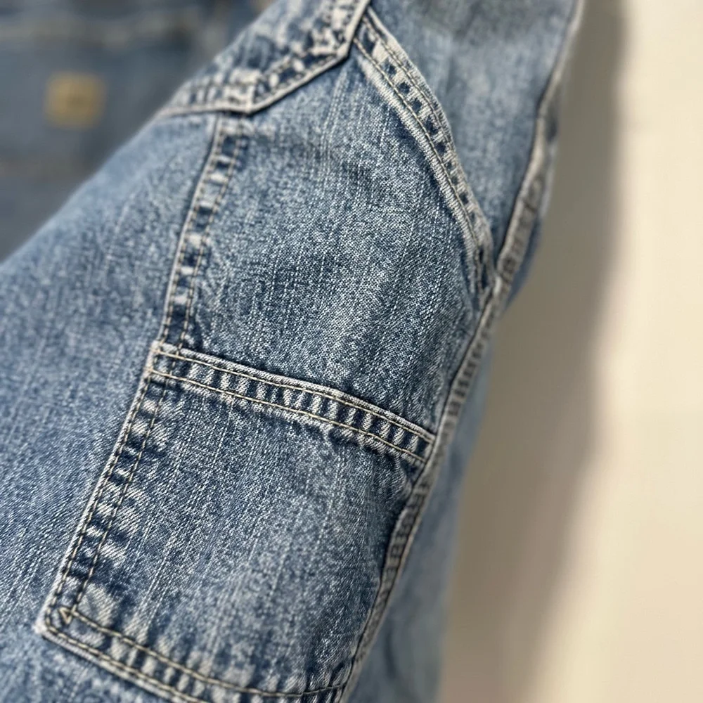 VTG Y2K Mens Sz:36L Lee Dungarees Jorts light Wash Carpenter Cargo Denim Shorts